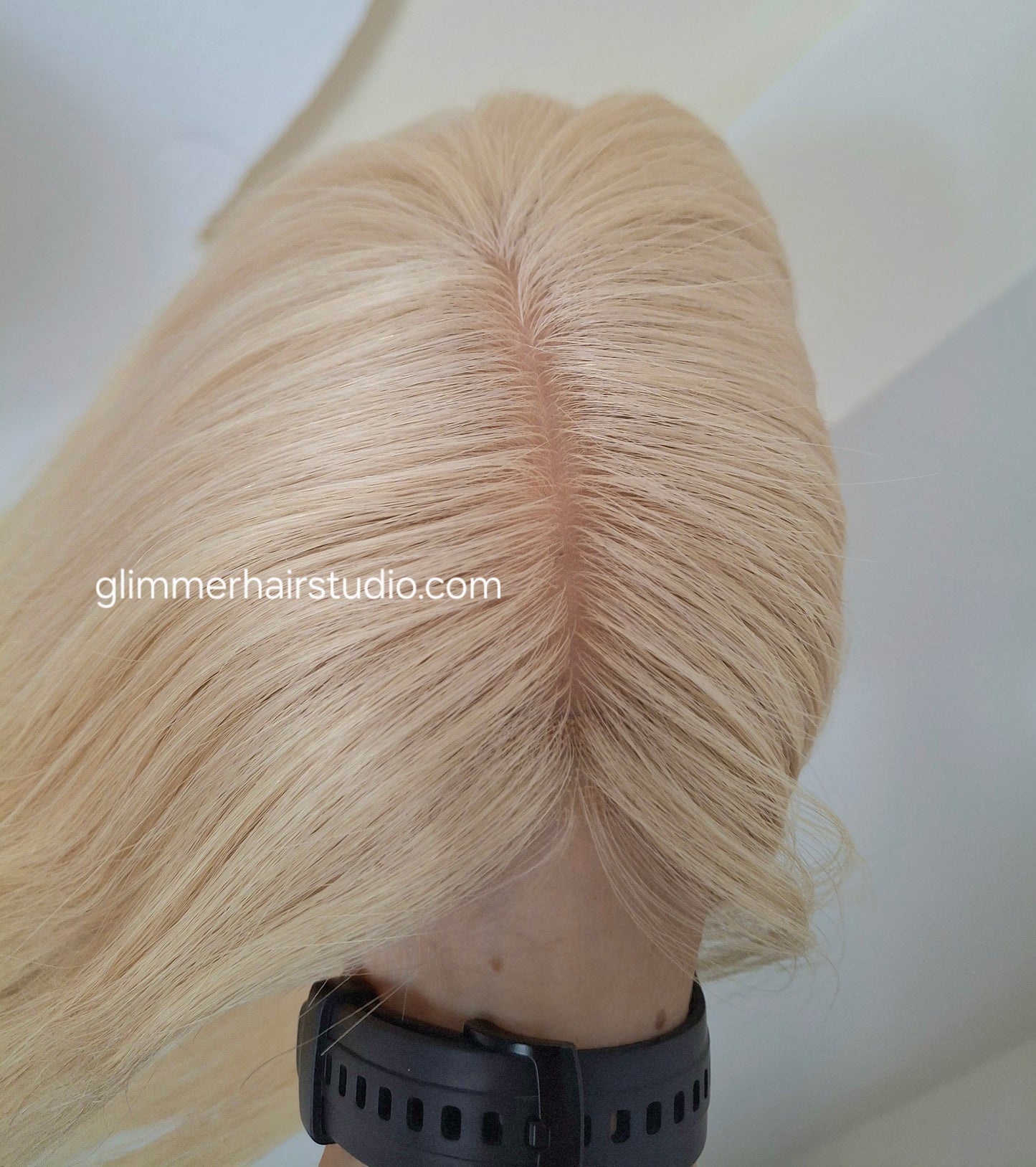 Reduced -Bella quality human hair topper, silk and weft base, lace front, 16 inches long, Sunshine blonde