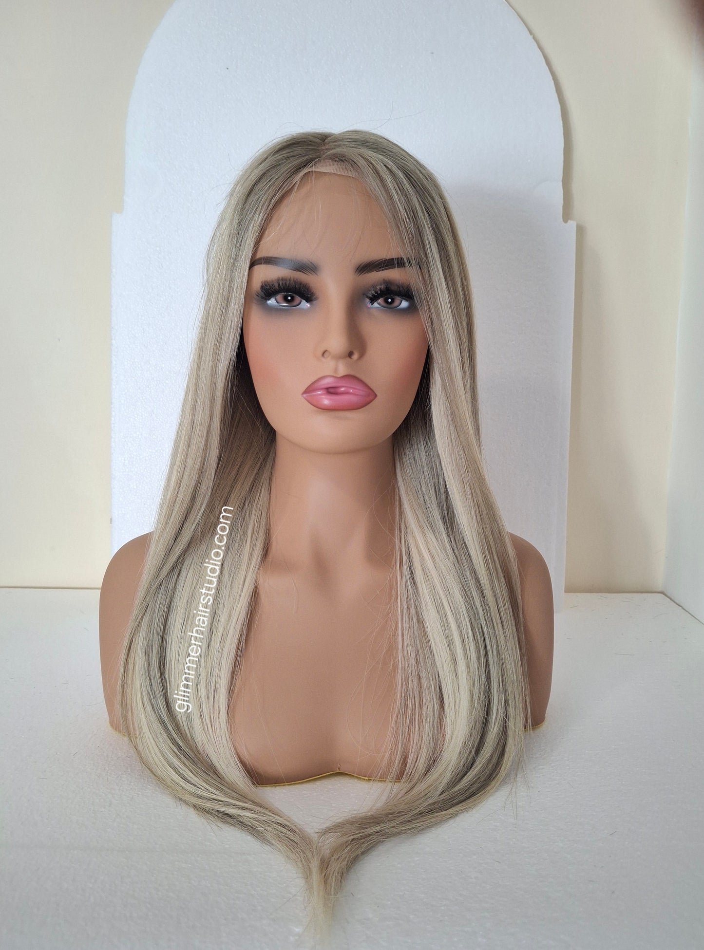 Courtney medical wig, lace top breathable cap, frosted fairytale, 18 inches long