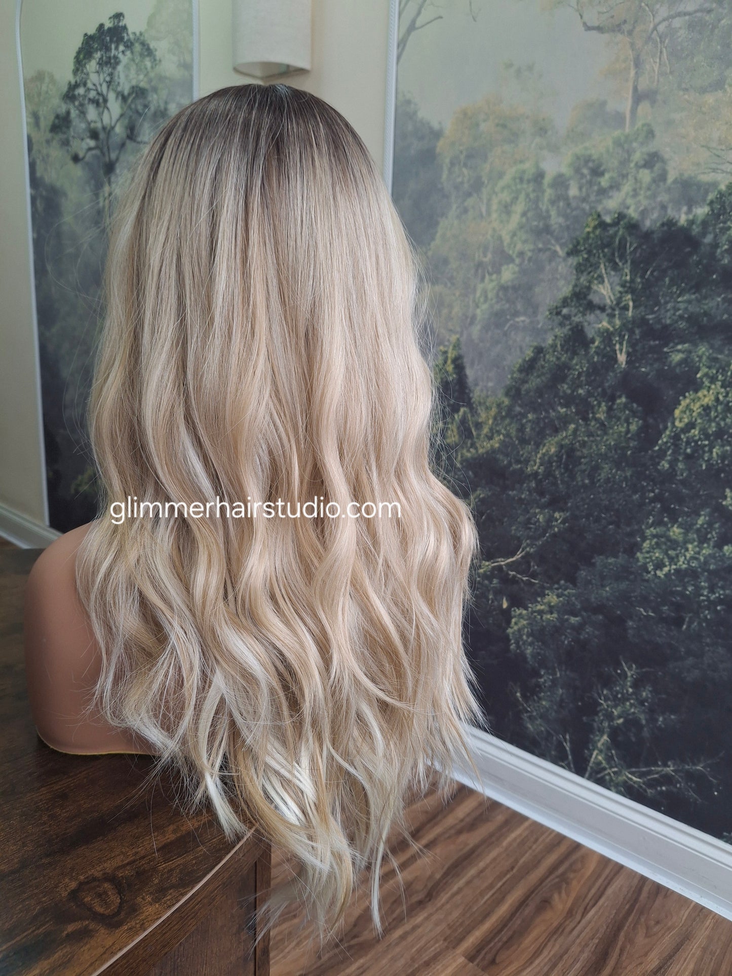 Zoe monofilament top fibre wig, beach wave texture, medium adjustable cap, honeysuckle