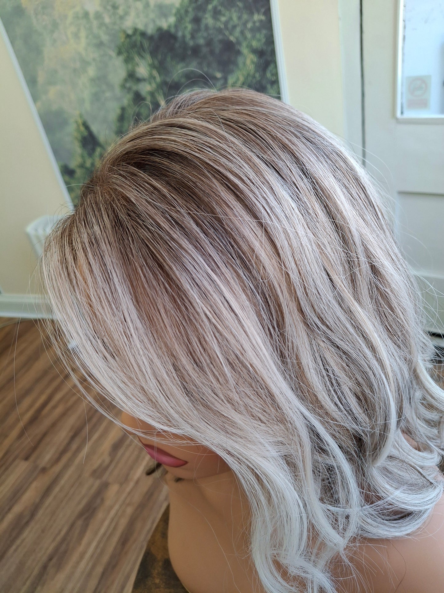 Zoe monofilament top fibre wig, wavy texture, medium adjustable cap, Arctic Fox