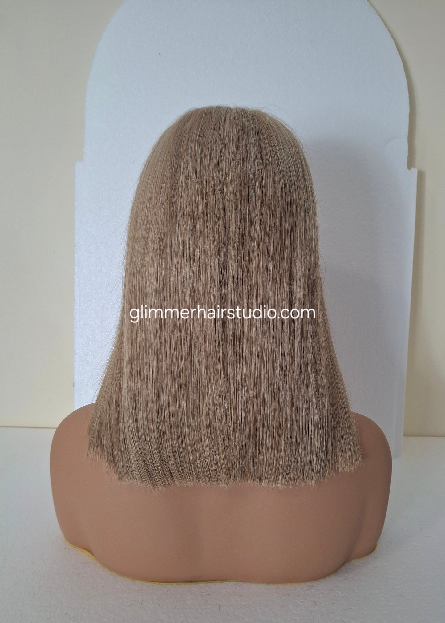 Lila human hair lace and silk wig, frosted fairytale, medium