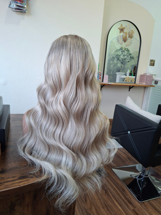 Courtney medical wig, lace top breathable cap, frosted fairytale, 18 inches long