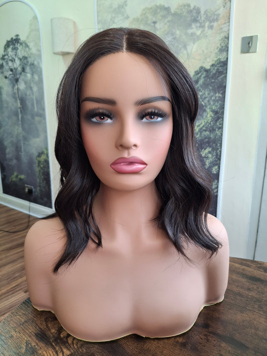 Zoe monofilament top fibre wig, wavy texture, medium adjustable cap