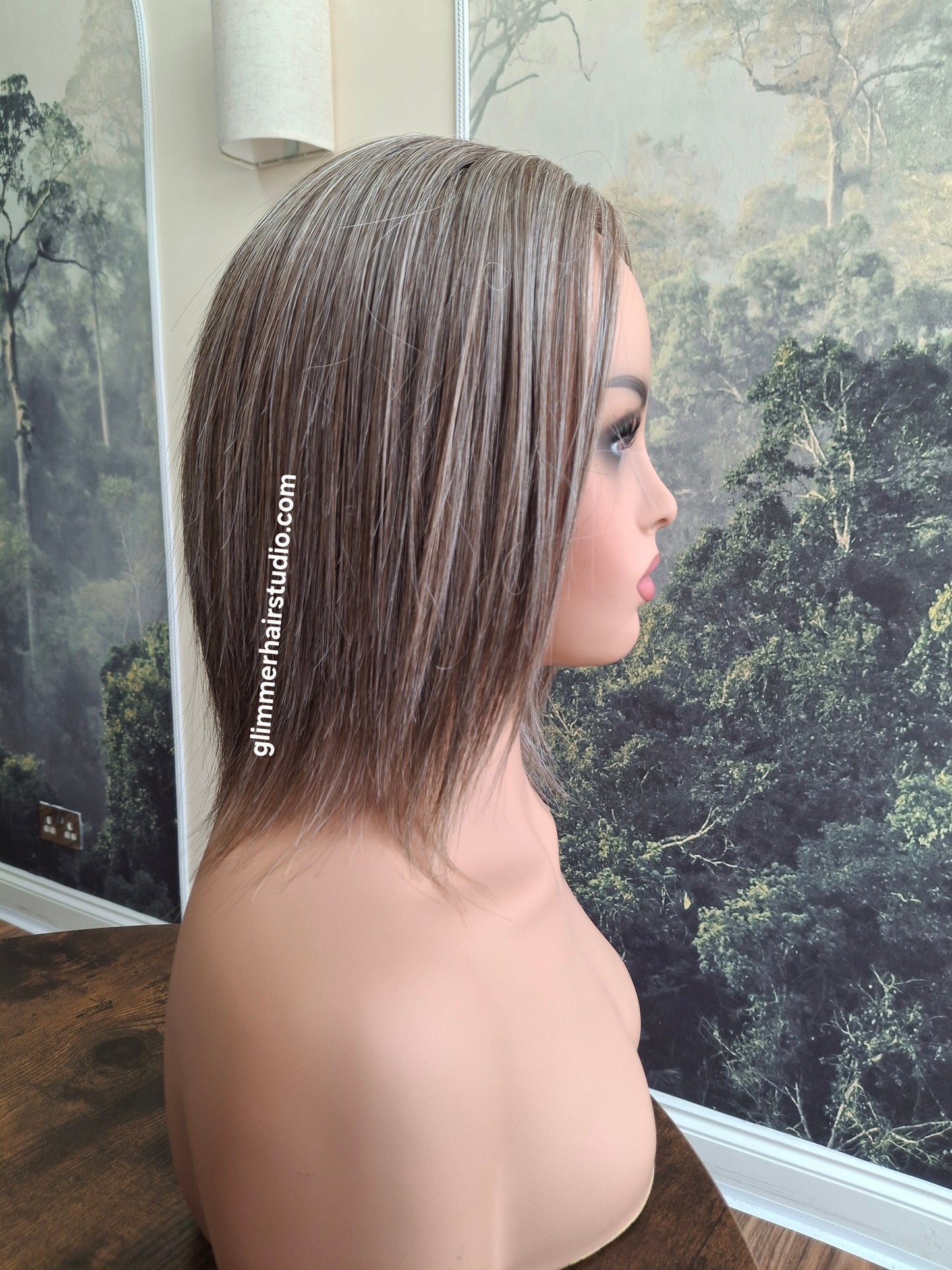 Baby Callie Fibre topper, lace closure with weft, large size, full coverage, middle grey, 12 inches long