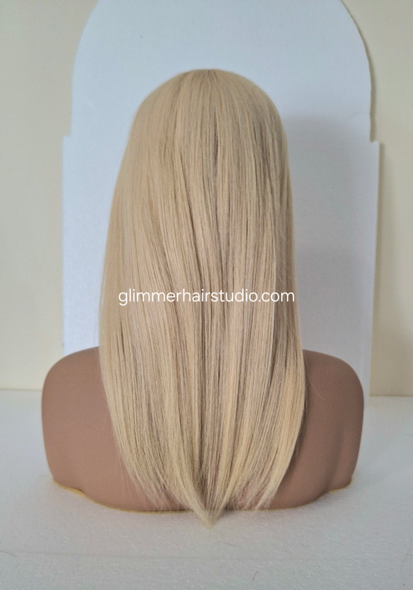 Reduced -Bella quality human hair topper, silk and weft base, lace front, 16 inches long, Sunshine blonde