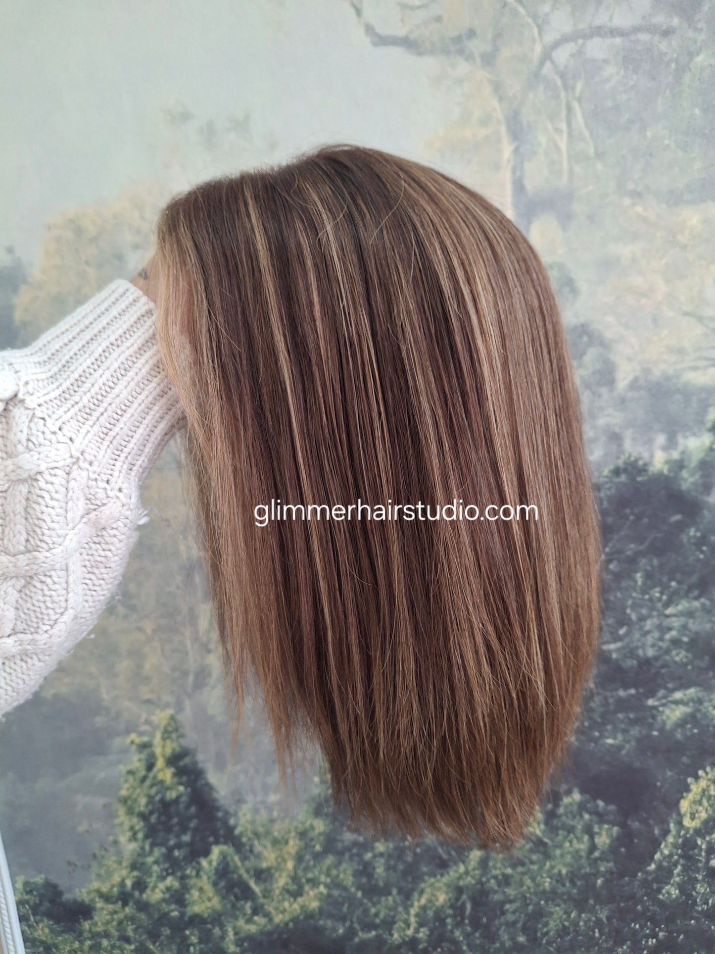 Callie topper, CLOSED lace topper with weft, large size, full coverage, spiced coffee, 12 inches long