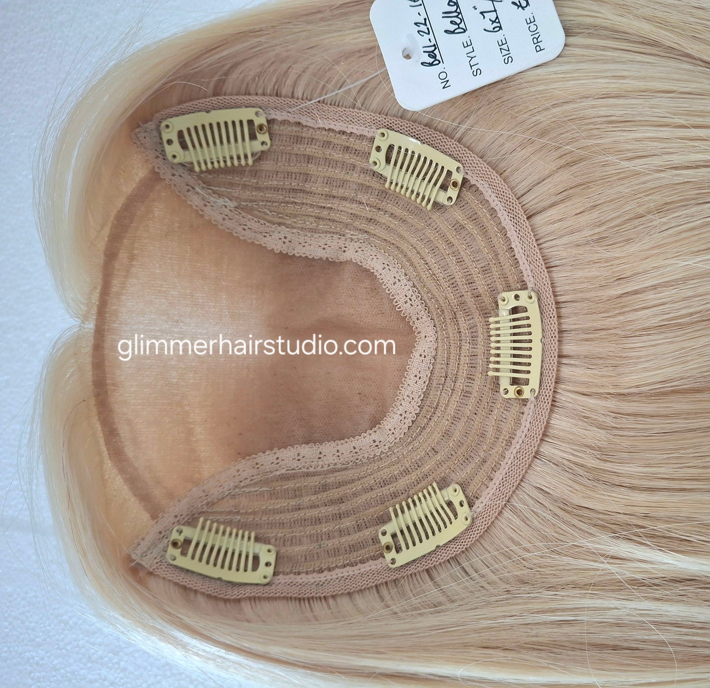 Reduced -Bella quality human hair topper, silk and weft base, lace front, 16 inches long, Sunshine blonde