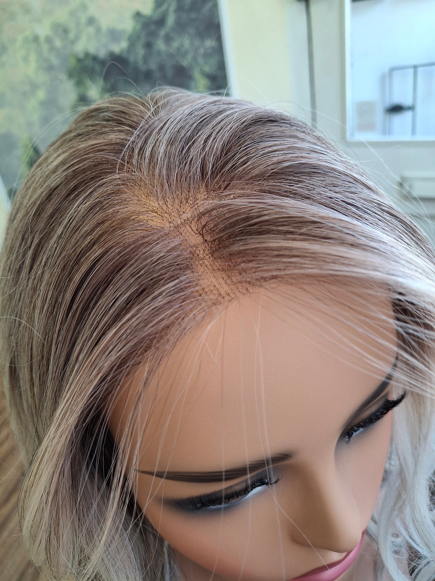 Zoe monofilament top fibre wig, wavy texture, medium adjustable cap, Arctic Fox