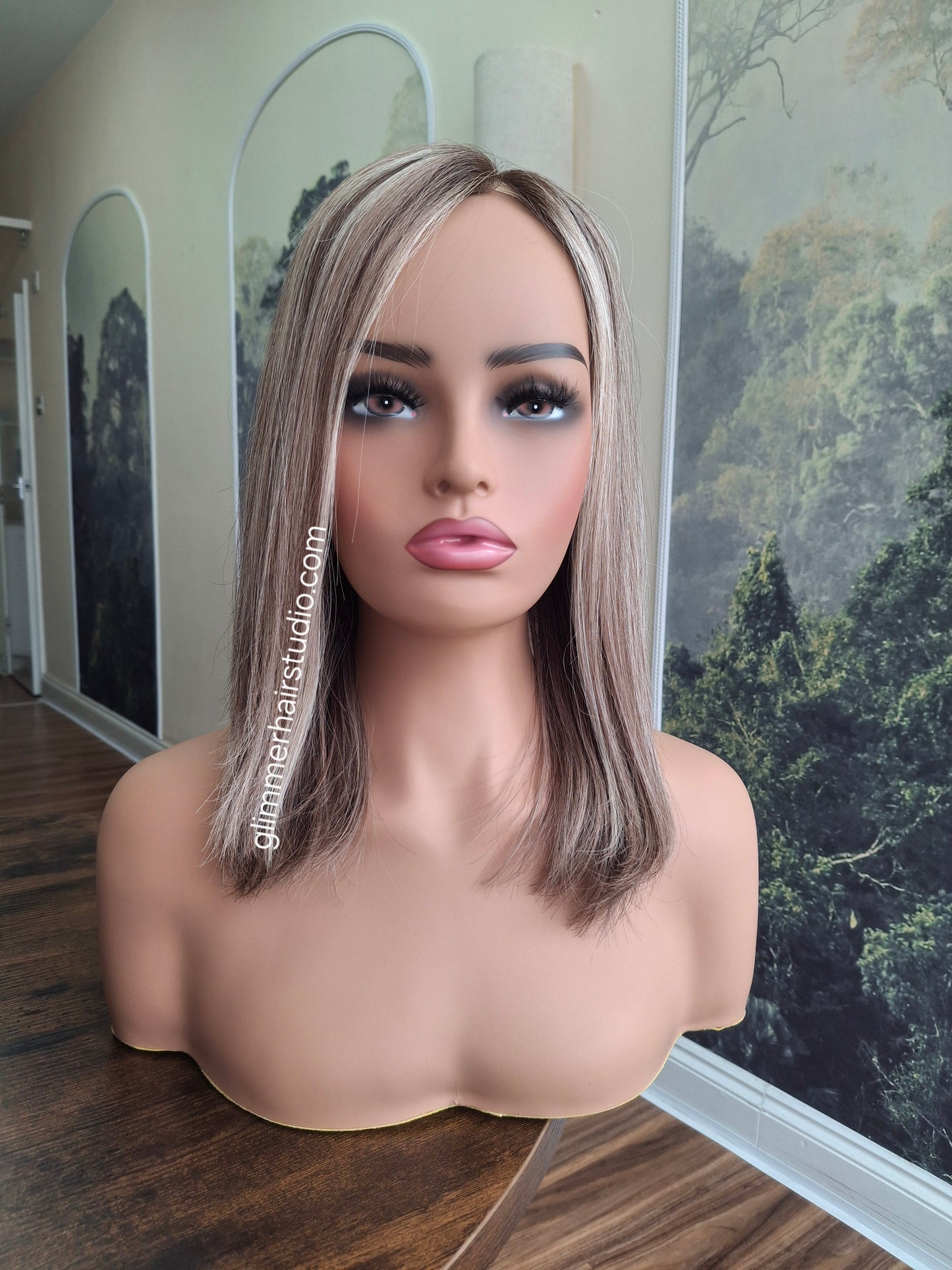 Callie topper, CLOSED lace topper with weft, large size, full coverage, smoke and ash, 12 inches long