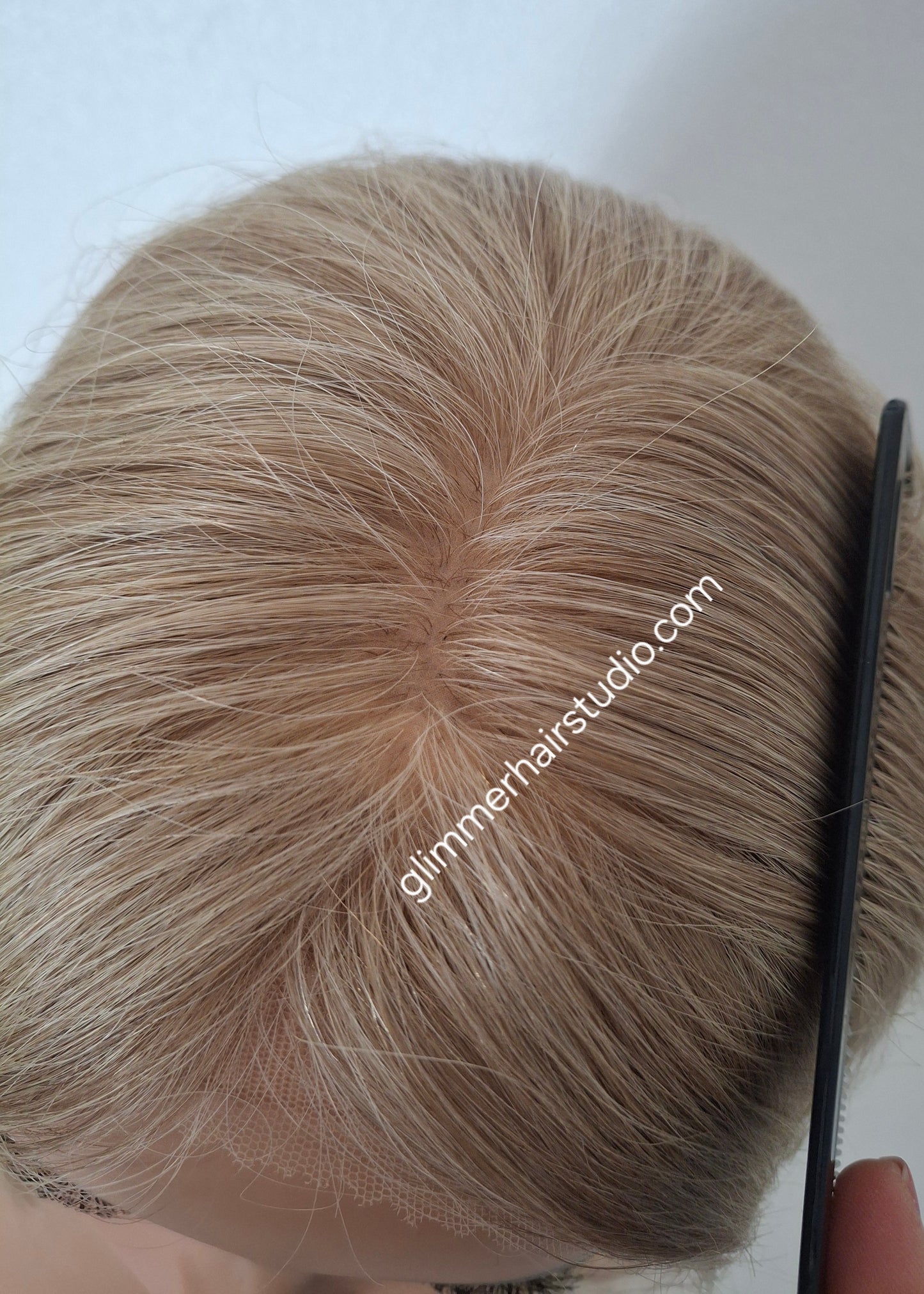 Lila human hair lace and silk wig, frosted fairytale, medium