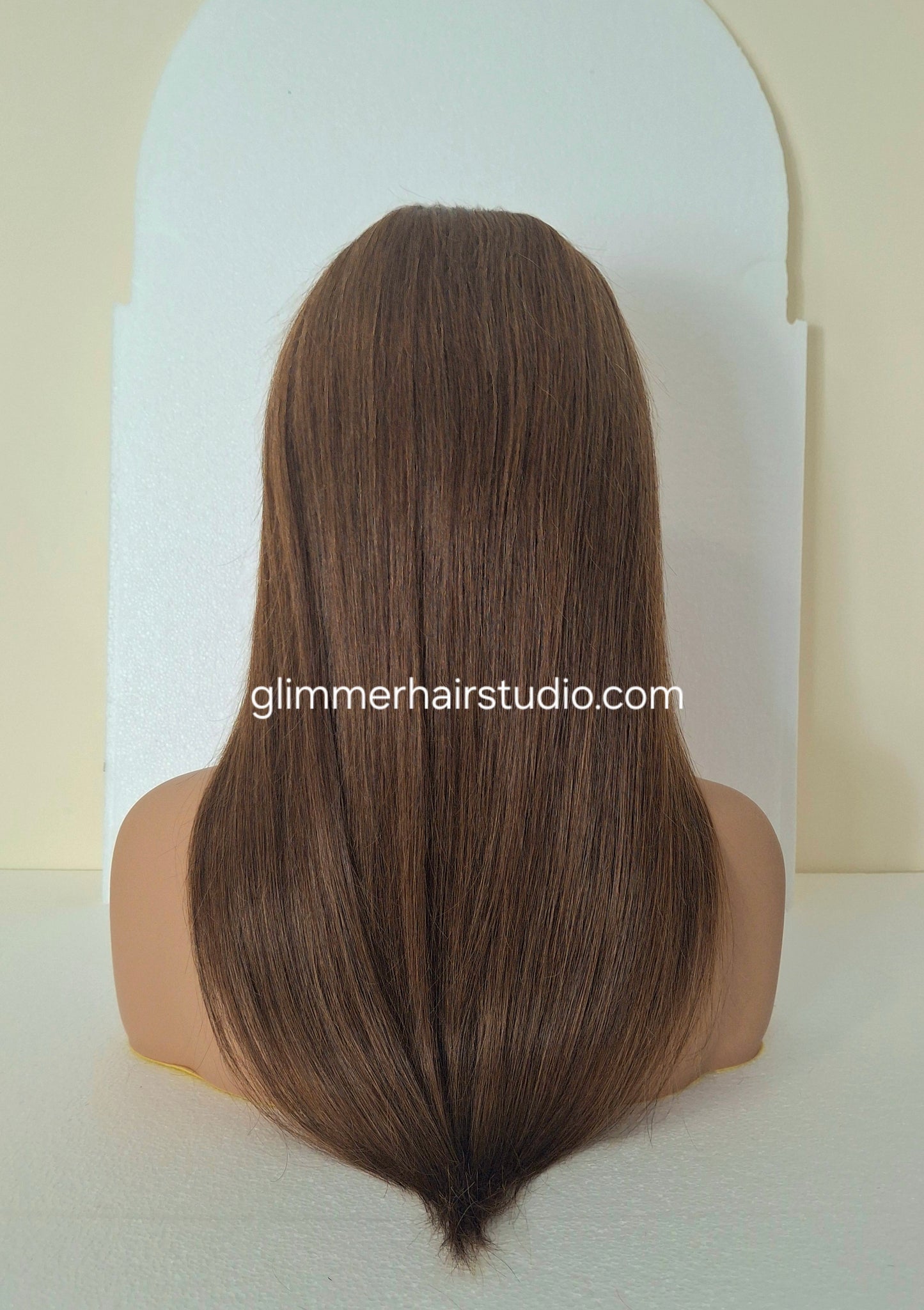 Grace U part wig, 100% human hair, #6- medium brown, 18 inches long