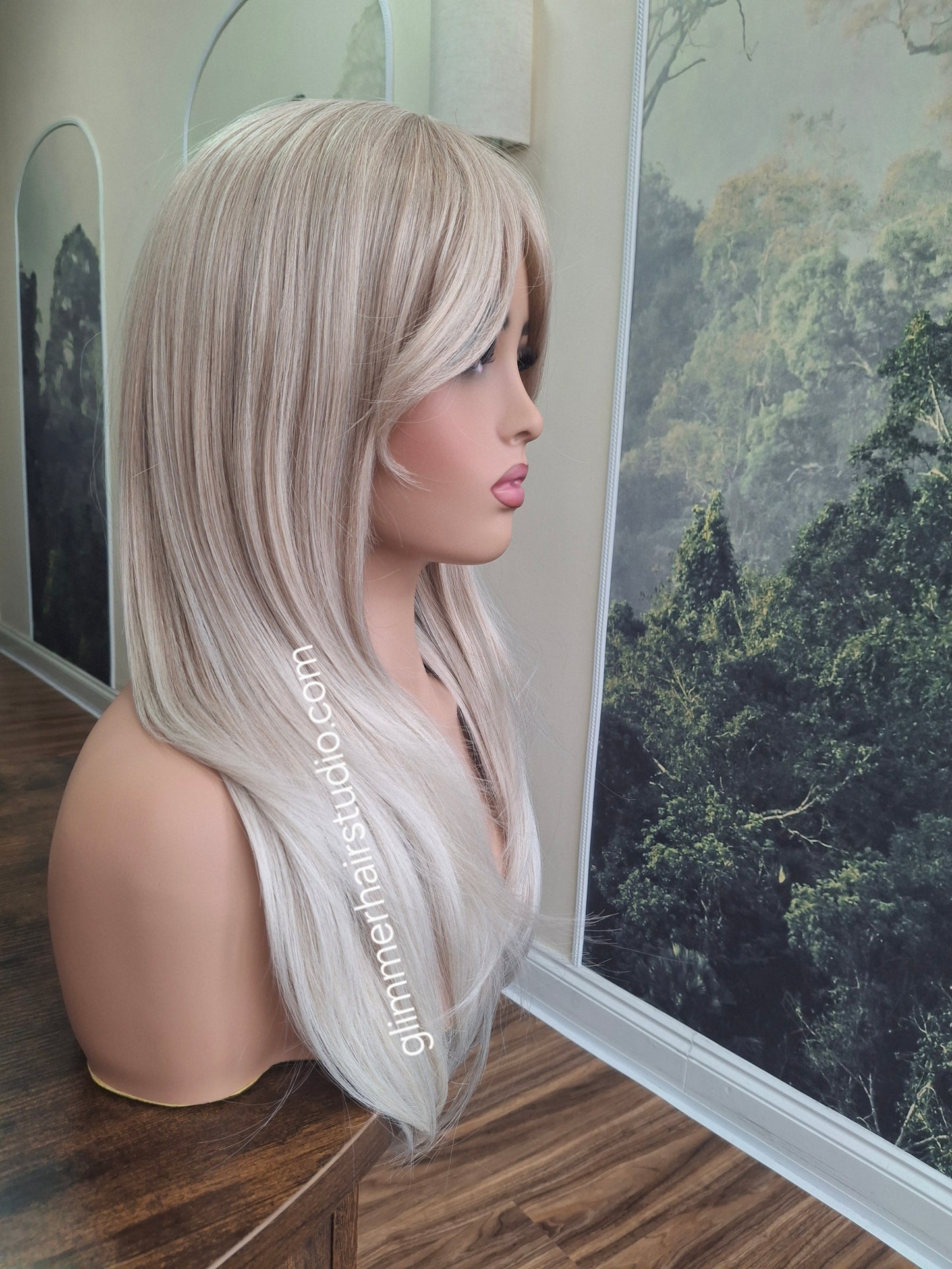 Amy budget friendly fibre wig, long layers, light beige blonde, Medium adjustable cap