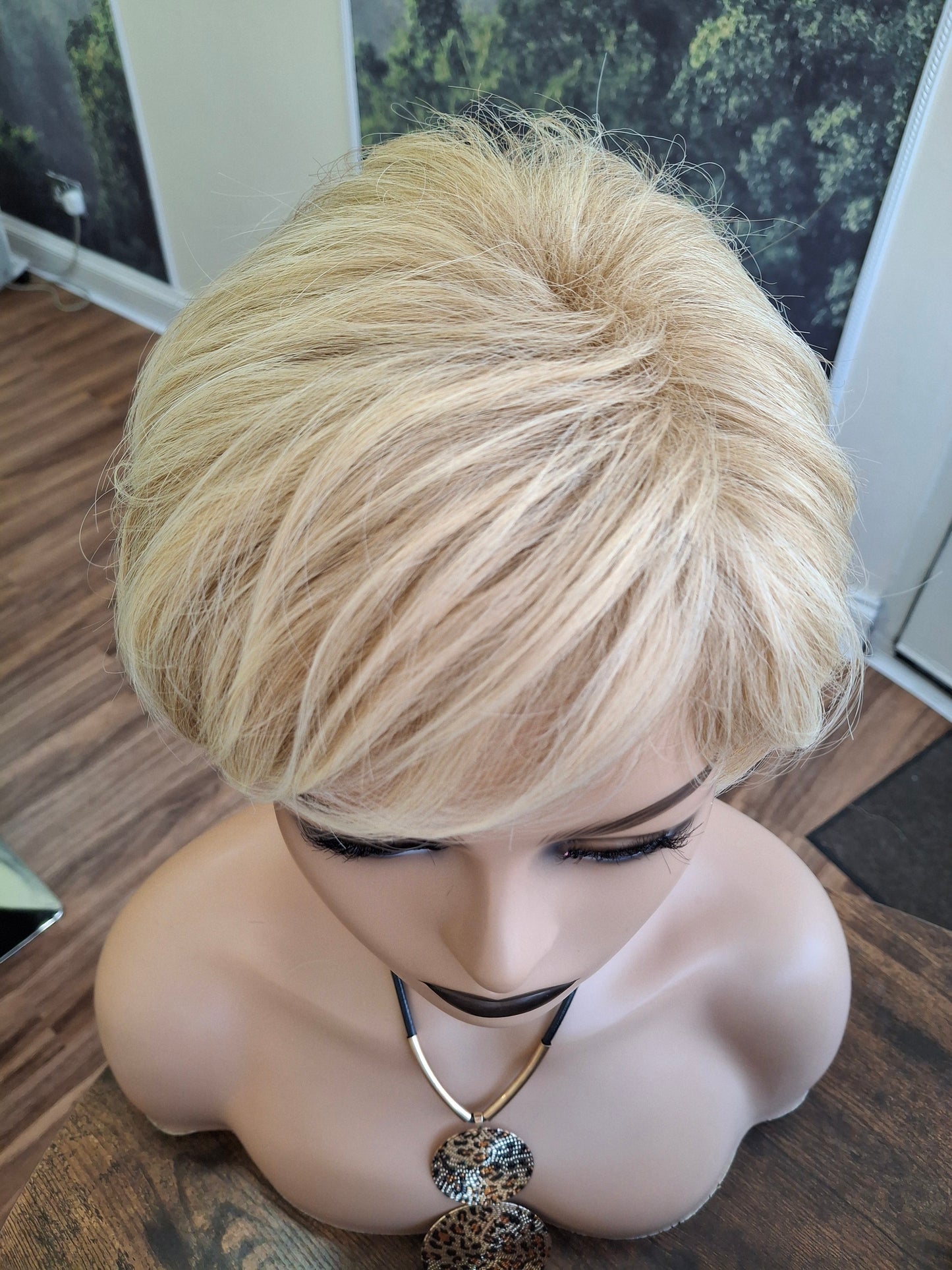 Clearance -Jane Fibre wig, short cropped style, pixie, Medium, sunshine blonde