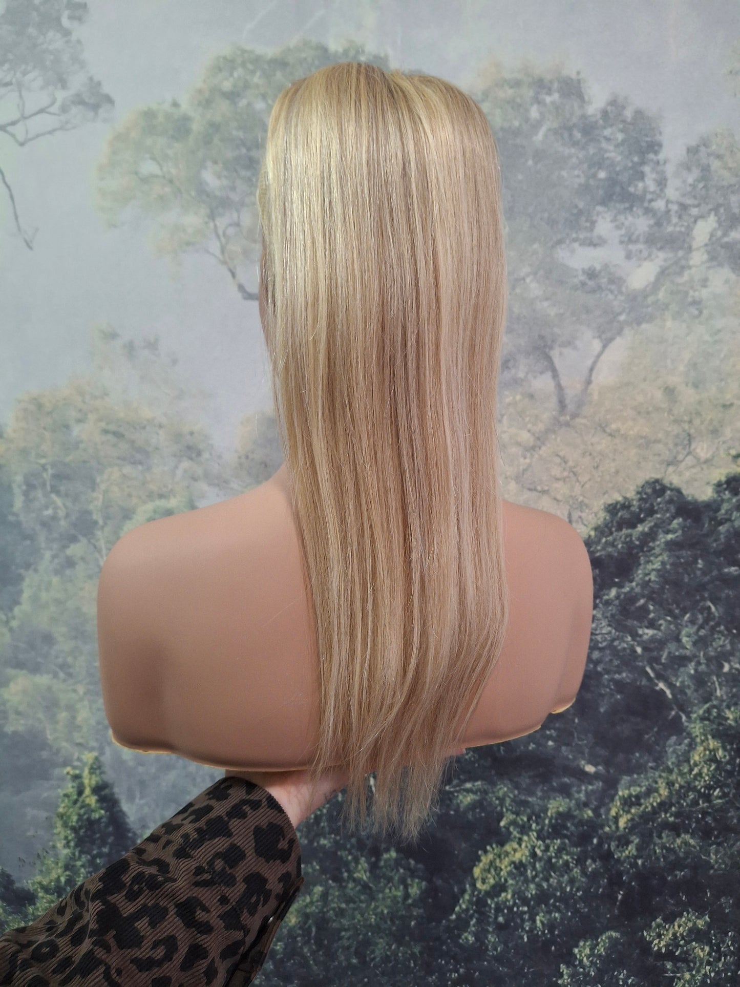 Ponytail extension - drawstring and comb, 18/613 ash blonde and light blonde, 16inch