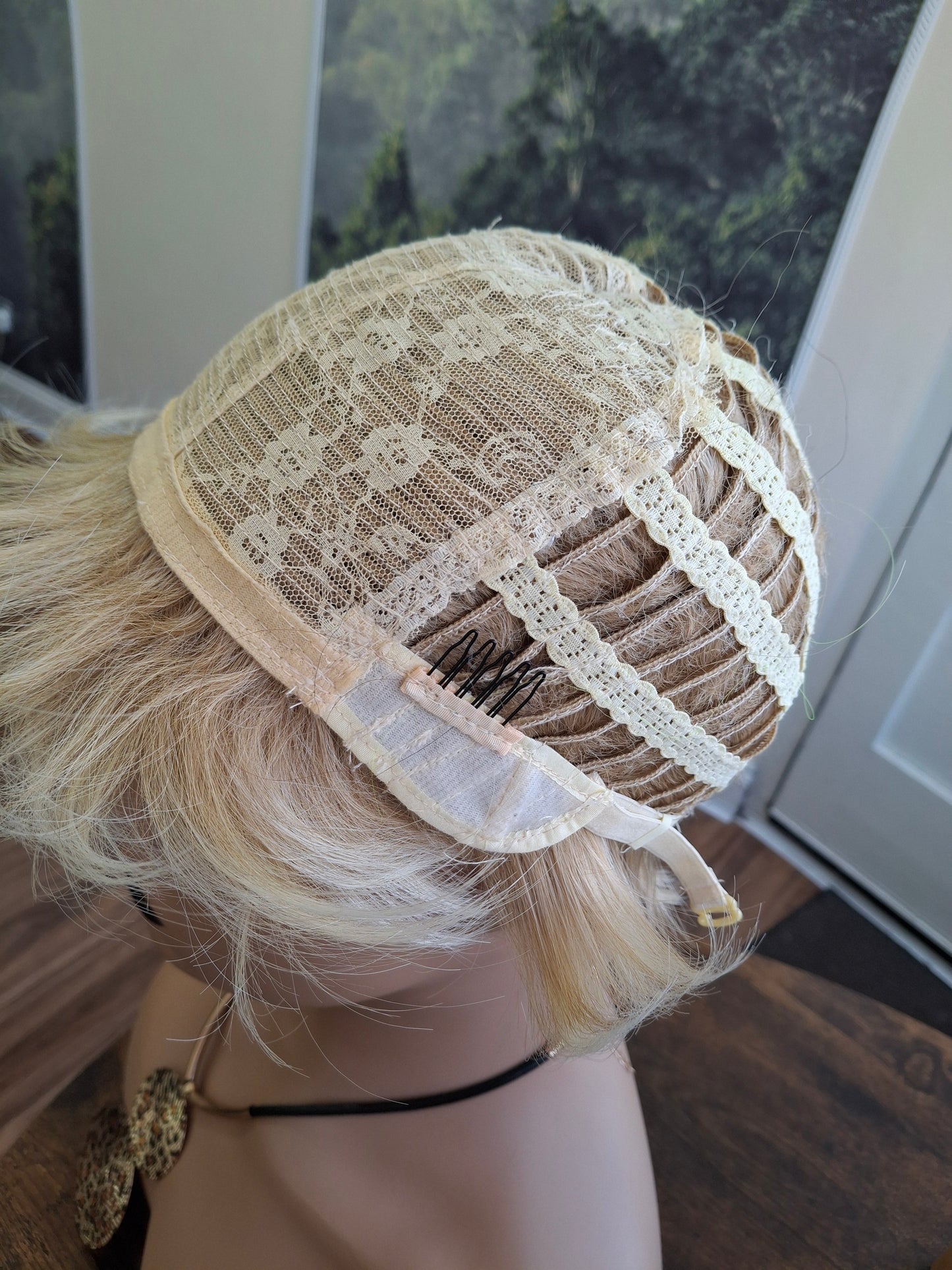 Clearance -Jane Fibre wig, short cropped style, pixie, Medium, sunshine blonde