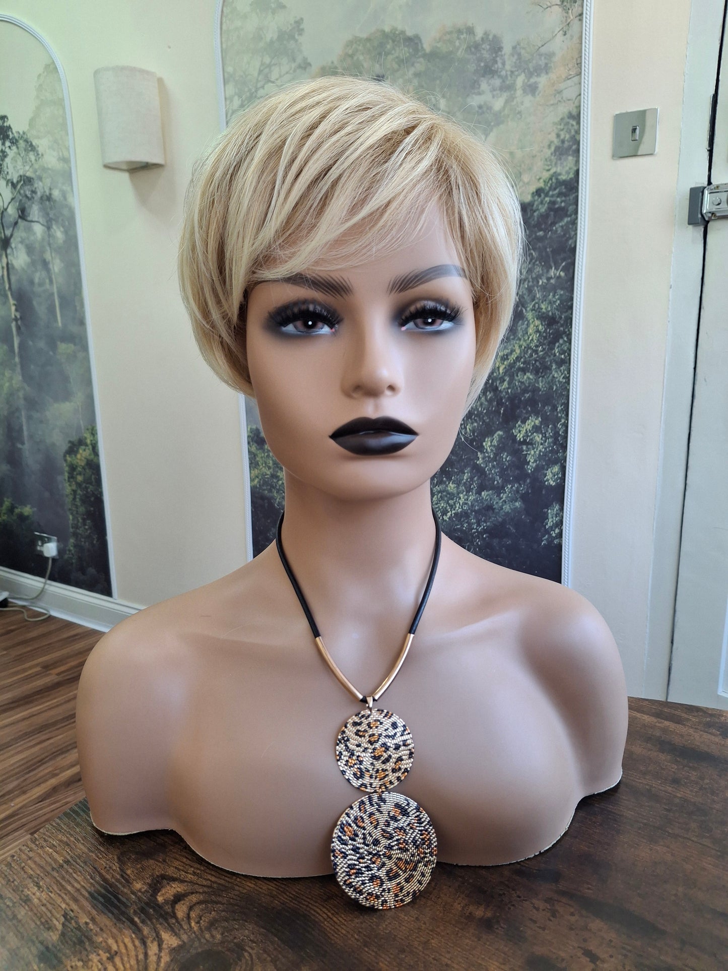 Clearance -Jane Fibre wig, short cropped style, pixie, Medium, sunshine blonde