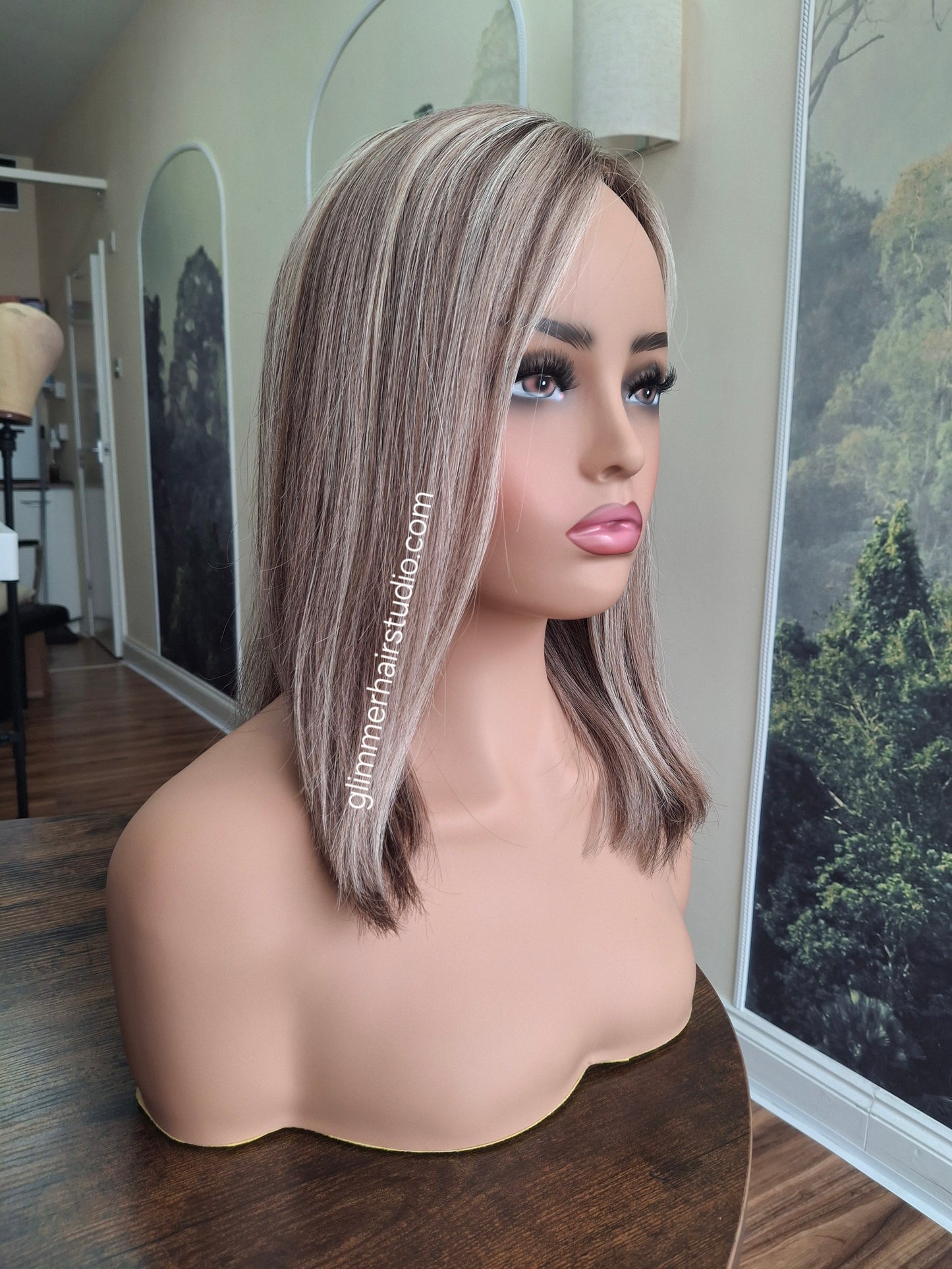 Callie topper, CLOSED lace topper with weft, large size, full coverage, smoke and ash, 12 inches long