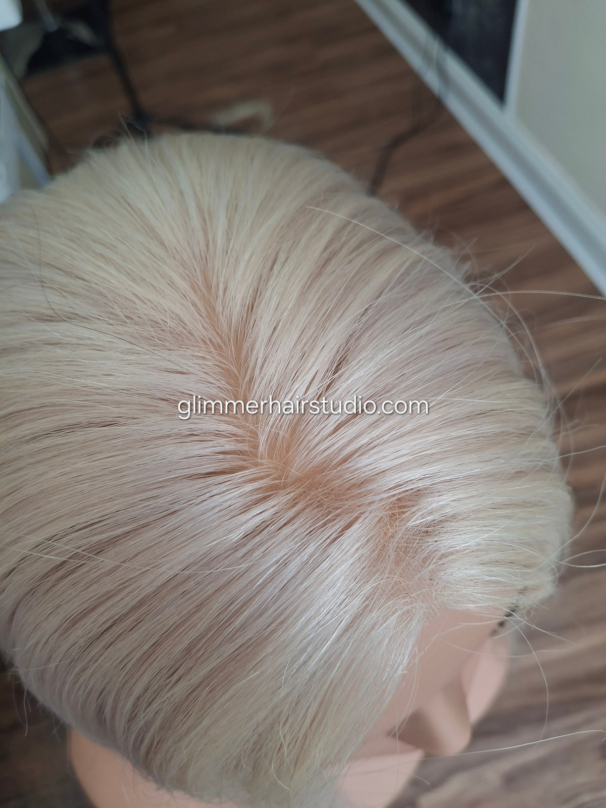 Freya silk and lace base human hair topper, ice white, 18 inches