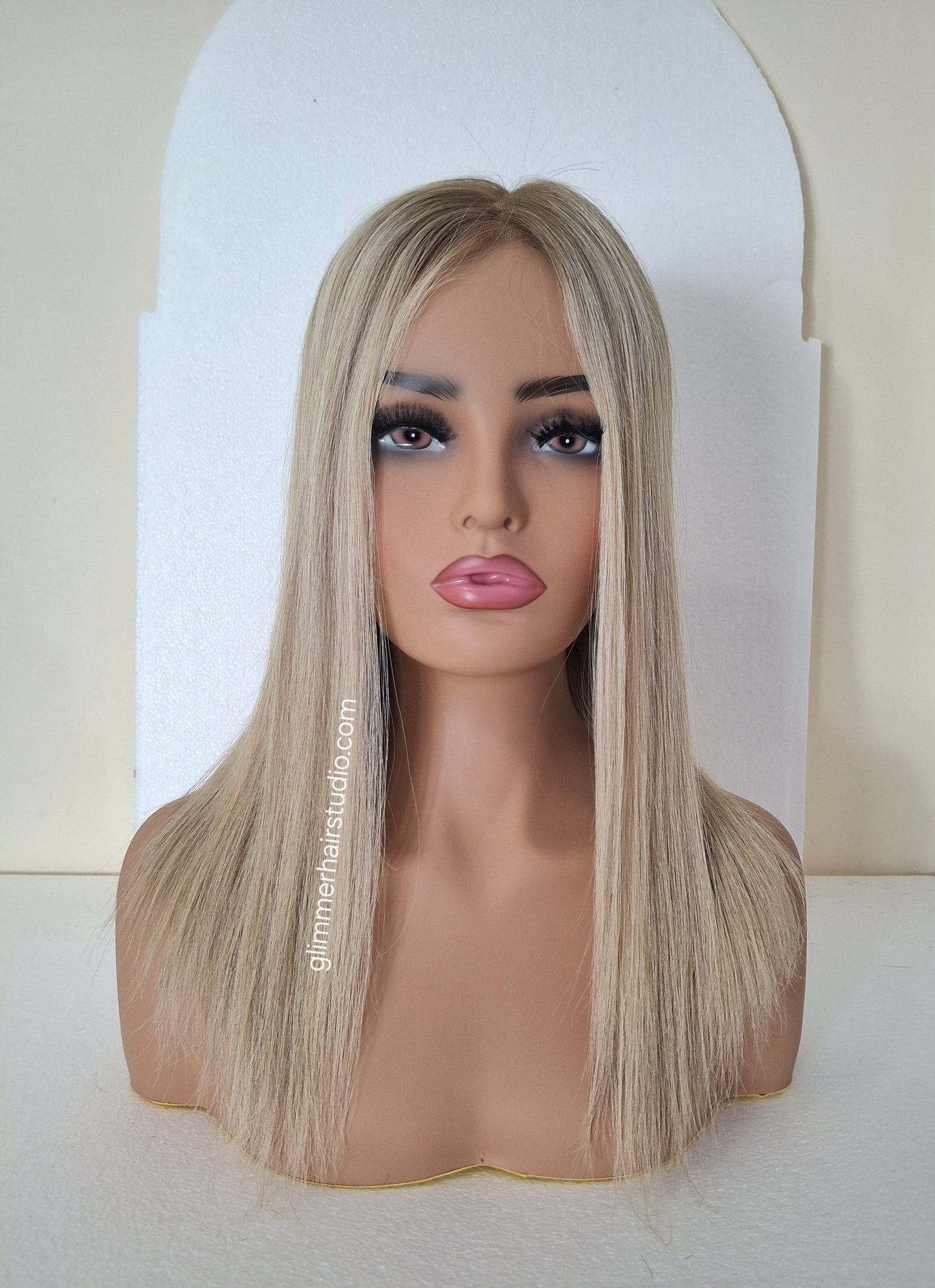 Courtney medical wig, lace top breathable cap, vanilla ice, 16 inches long